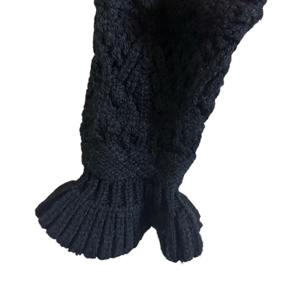 ZARA Cropped Sweater Black Knit Chunky Ruffle Long Sleeve size Small EUC - Picture 7 of 11